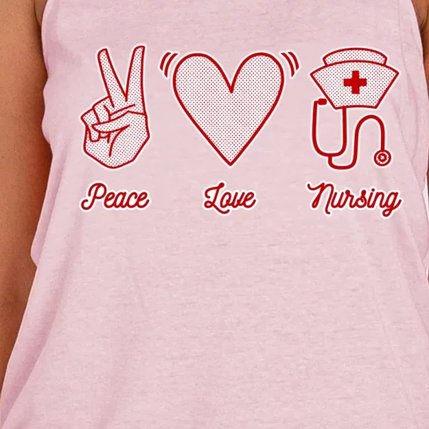 Nurse Gift Peace Love Nursing Rn Cna Student Lpn Cool Gift Women's Knotted Racerback Tank