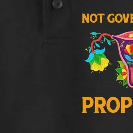 Not Government Property Funny Uterus Floral Feminism Humor Dry Zone Grid Performance Polo