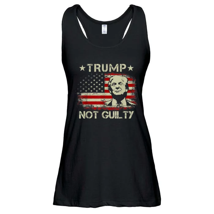 Not Guilty Pro Trump Supporter American Flag Ladies Essential Flowy Tank