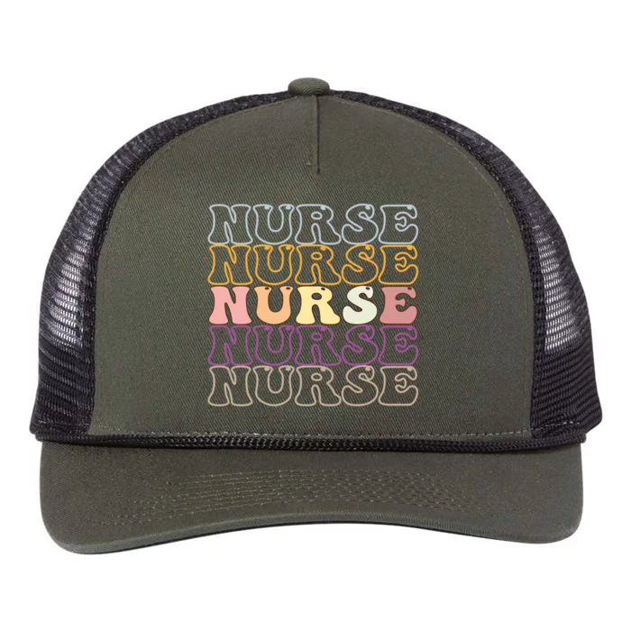 Nurse Groovy Retro Hippie Gift Retro Rope Trucker Hat Cap