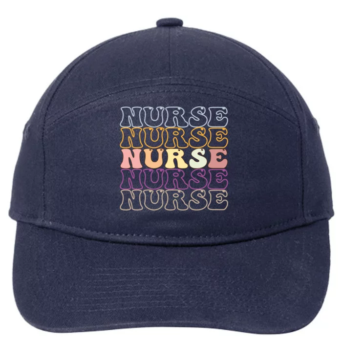 Nurse Groovy Retro Hippie Gift 7-Panel Snapback Hat