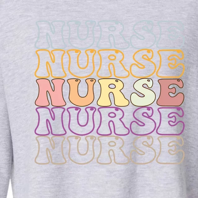 Nurse Groovy Retro Hippie Gift Cropped Pullover Crew