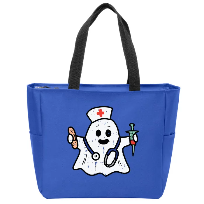 Nurse Ghost Scrub Top Halloween Costume For Nurses Women Rn Zip Tote Bag