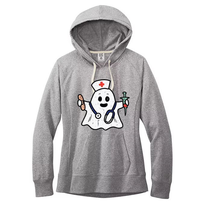 Nurse Ghost Scrub Top Halloween Costume For Nurses Women Rn Women's Fleece Hoodie