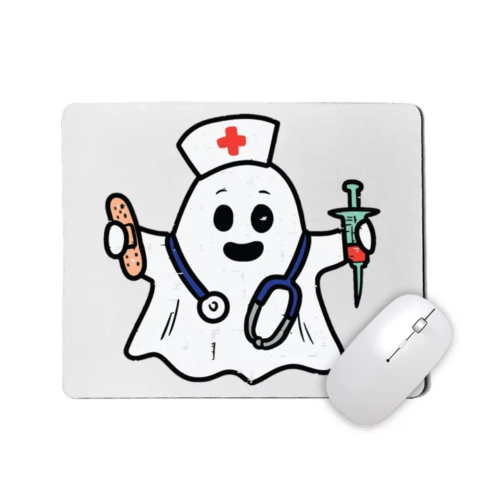 Nurse Ghost Scrub Top Halloween Costume For Nurses Women Rn Mousepad