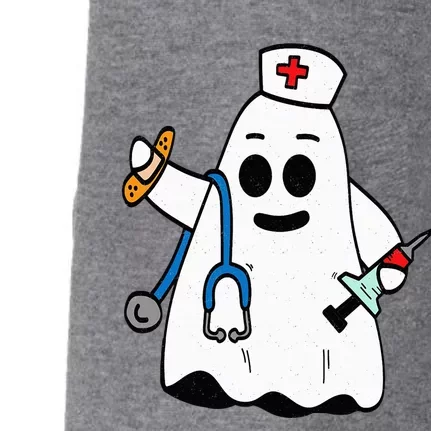 Nurse Ghost Scrub Cute Halloween Costume For Nurses RN Doggie 3-End Fleece Hoodie