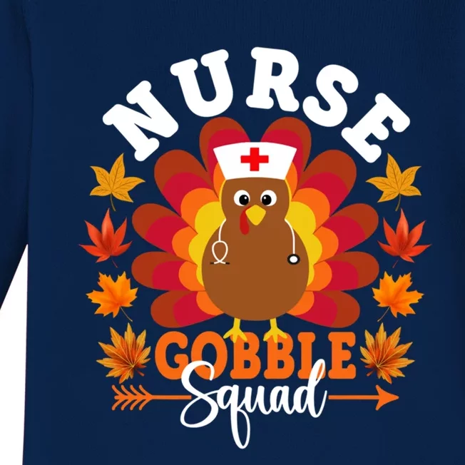 Nurse Gobble Squad Funny Turkey Thanksgiving Cool Gift Baby Long Sleeve Bodysuit