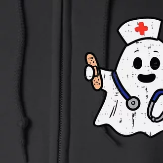 Nurse Ghost Scrub Halloween Costume For Nurses  RN Full Zip Hoodie