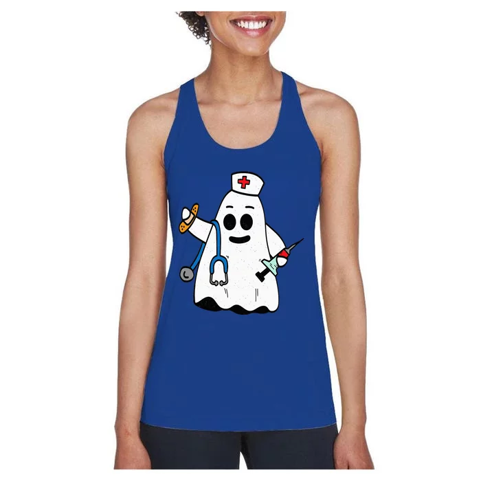 Nurse Ghost Scrub Cute Halloween Costume For Nurses RN Women's Racerback Tank