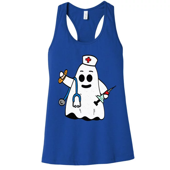 Nurse Ghost Scrub Cute Halloween Costume For Nurses RN Women's Racerback Tank