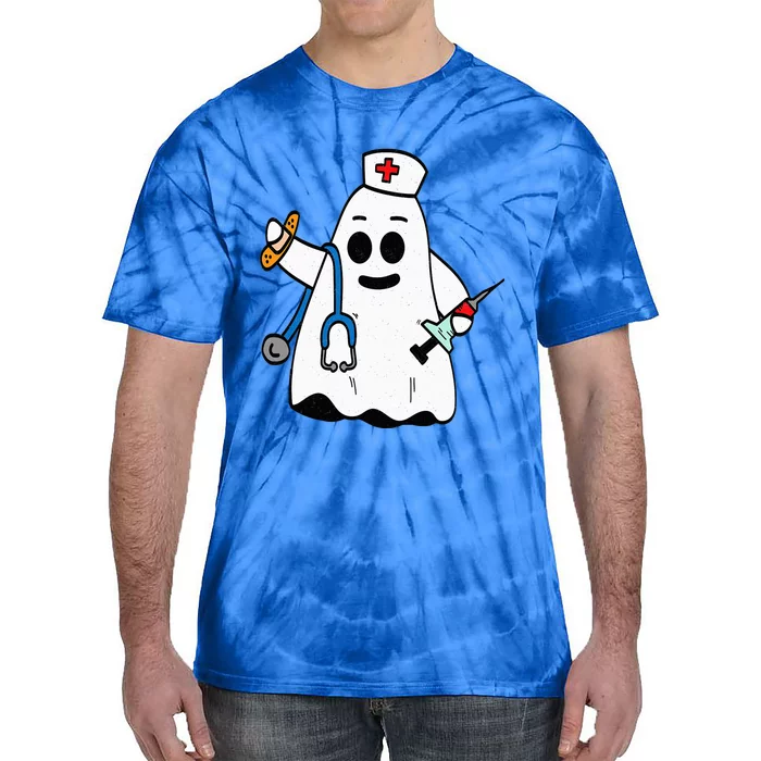 Nurse Ghost Scrub Cute Halloween Costume For Nurses RN Tie-Dye T-Shirt