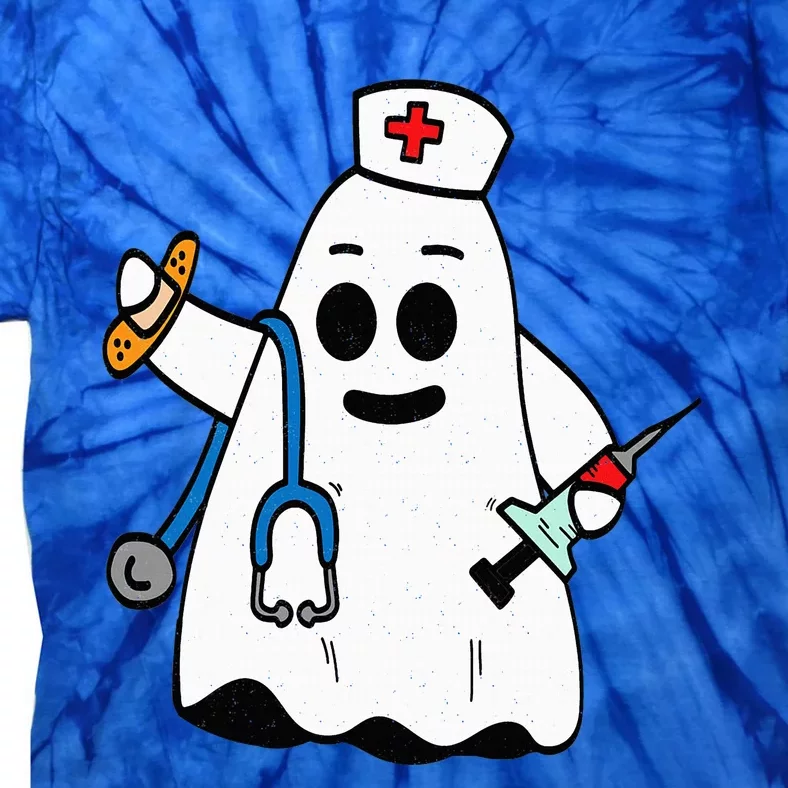 Nurse Ghost Scrub Cute Halloween Costume For Nurses RN Tie-Dye T-Shirt