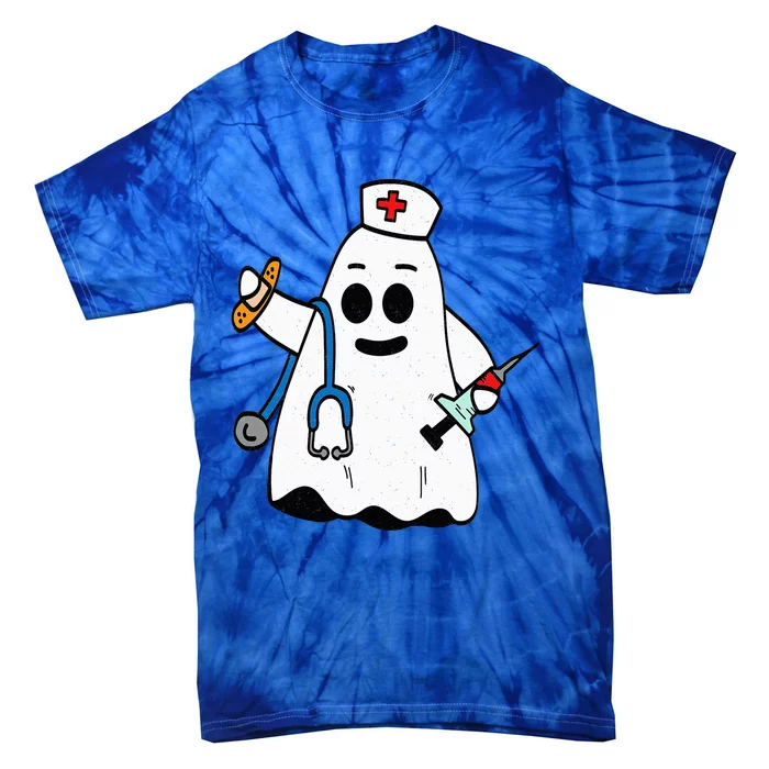 Nurse Ghost Scrub Cute Halloween Costume For Nurses RN Tie-Dye T-Shirt