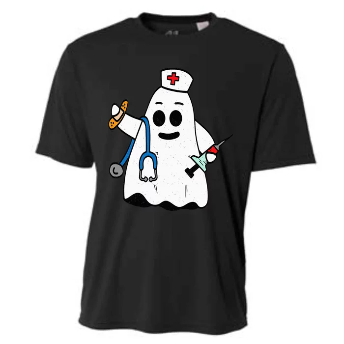 Nurse Ghost Scrub Cute Halloween Costume For Nurses RN Cooling Performance Crew T-Shirt