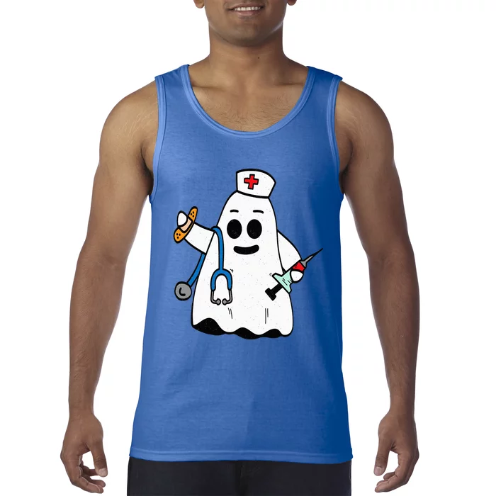 Nurse Ghost Scrub Cute Halloween Costume For Nurses RN Tank Top