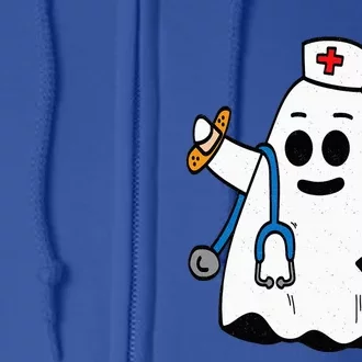 Nurse Ghost Scrub Cute Halloween Costume For Nurses RN Full Zip Hoodie