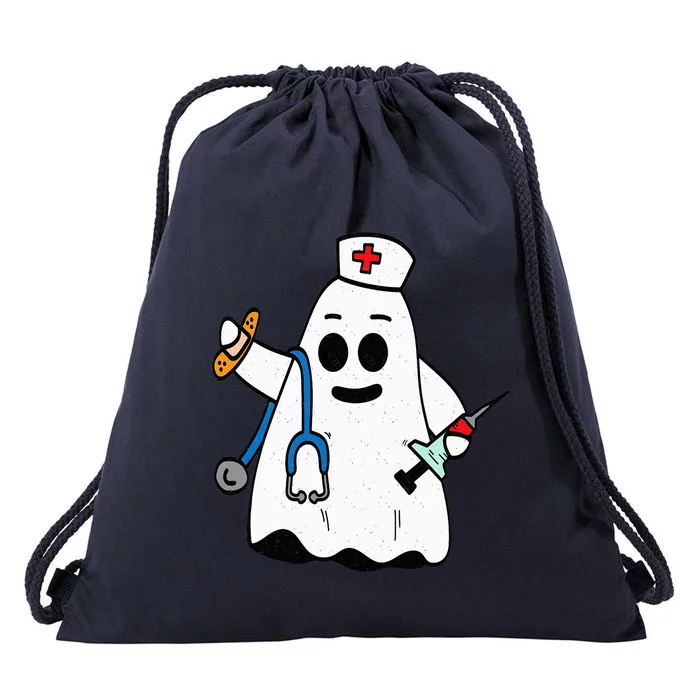 Nurse Ghost Scrub Cute Halloween Costume For Nurses RN Drawstring Bag