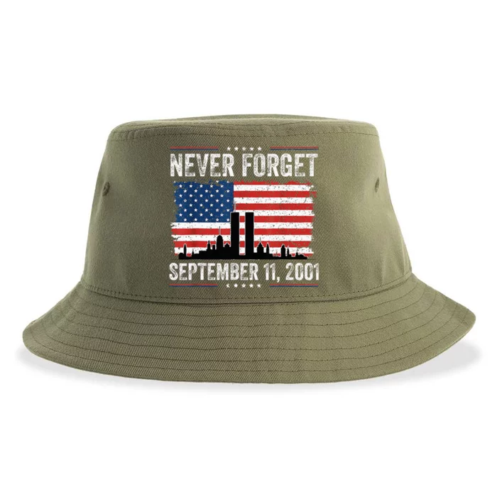 Never Get September 11 2001 Memorial Day American Flag Sustainable Bucket Hat