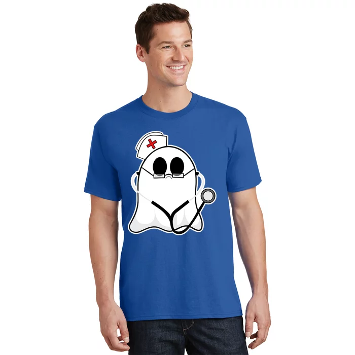 Nurse Ghost Scrub Top Halloween Costume For Nurses Rn Funny Gift T-Shirt