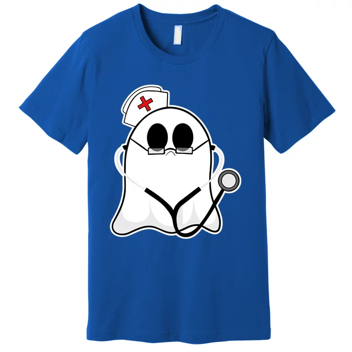 Nurse Ghost Scrub Top Halloween Costume For Nurses Rn Funny Gift Premium T-Shirt