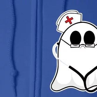 Nurse Ghost Scrub Top Halloween Costume For Nurses Rn Funny Gift Full Zip Hoodie