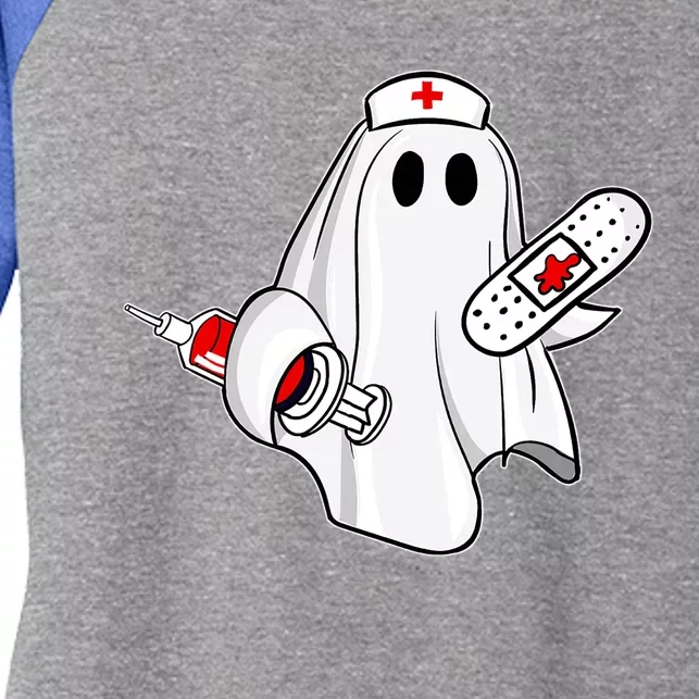 Nurse Ghost Scrub Top Halloween Costume For Nurses Rn Gift Women's Tri-Blend 3/4-Sleeve Raglan Shirt