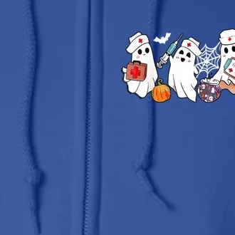 Nurse Ghost Scrub Nursing Halloween Costume For Nurses Gift Full Zip Hoodie