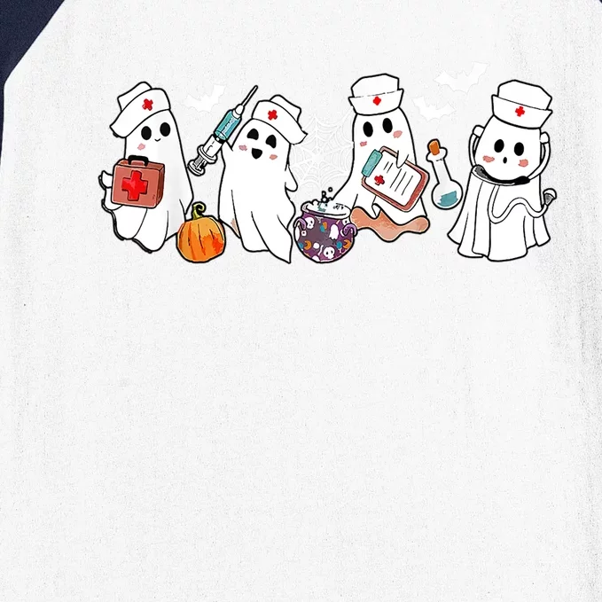 Nurse Ghost Scrub Nursing Halloween Costume For Nurses Gift Baseball Sleeve Shirt