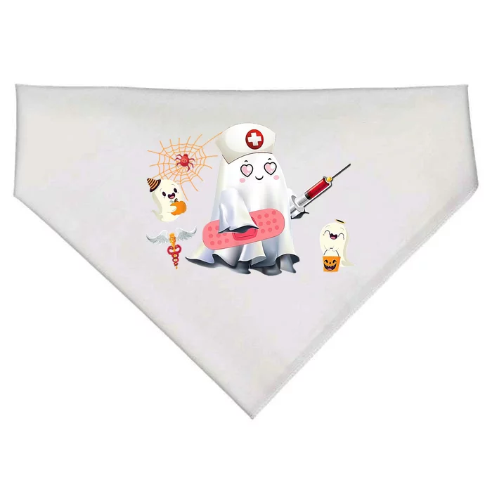 Nurse Ghost Scrub Top Halloween Costume Cna Nurses Rn Meaningful Gift USA-Made Doggie Bandana