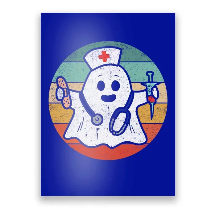 Nurse Ghost Scrub Top Halloween Costume For Nurses Rn Meaningful Gift Poster