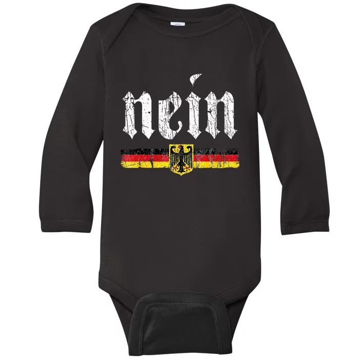 Nein German Saying No Funny Germany Oktoberfest Vintage Baby Long Sleeve Bodysuit