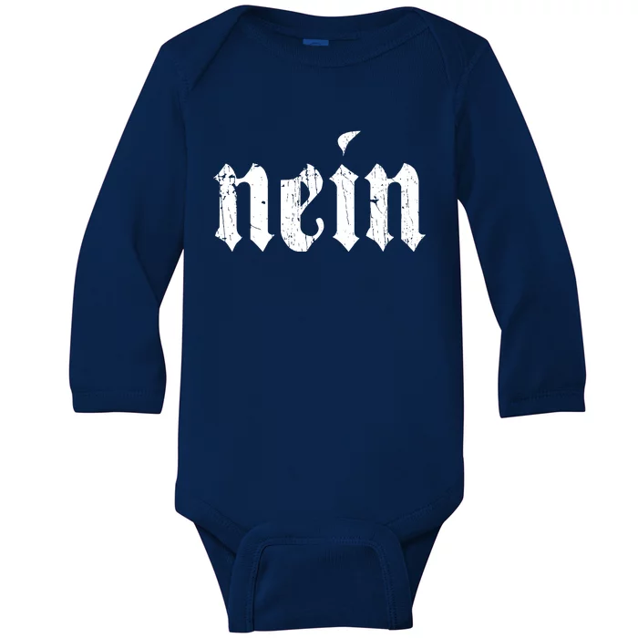 Nein German Saying No Funny Germany Deutschland Vintage Baby Long Sleeve Bodysuit