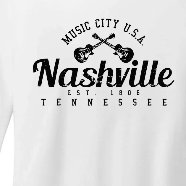 Nashville Guitar Tennessee Country Music City Gift Souvenir Womens CVC Long Sleeve Shirt