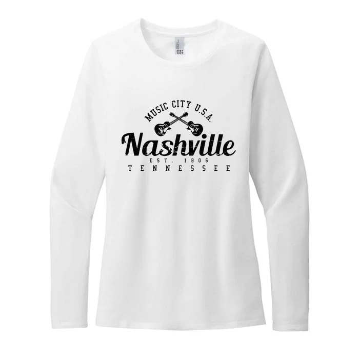 Nashville Guitar Tennessee Country Music City Gift Souvenir Womens CVC Long Sleeve Shirt