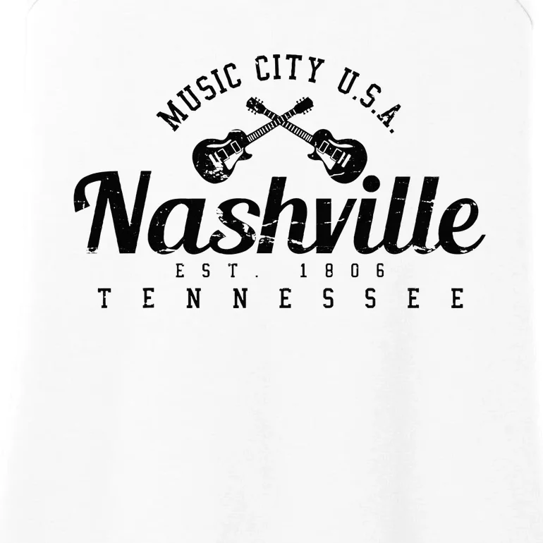 Nashville Guitar Tennessee Country Music City Gift Souvenir Ladies Essential Tank