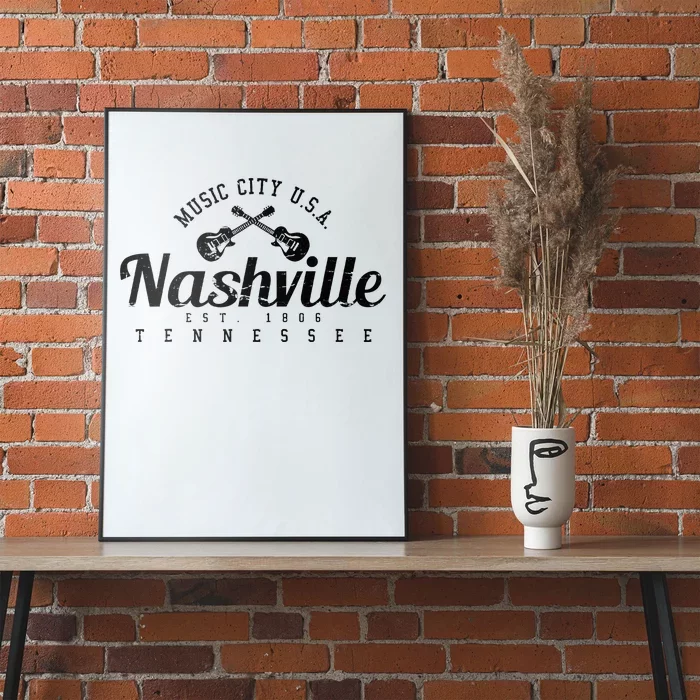 Nashville Guitar Tennessee Country Music City Gift Souvenir Poster