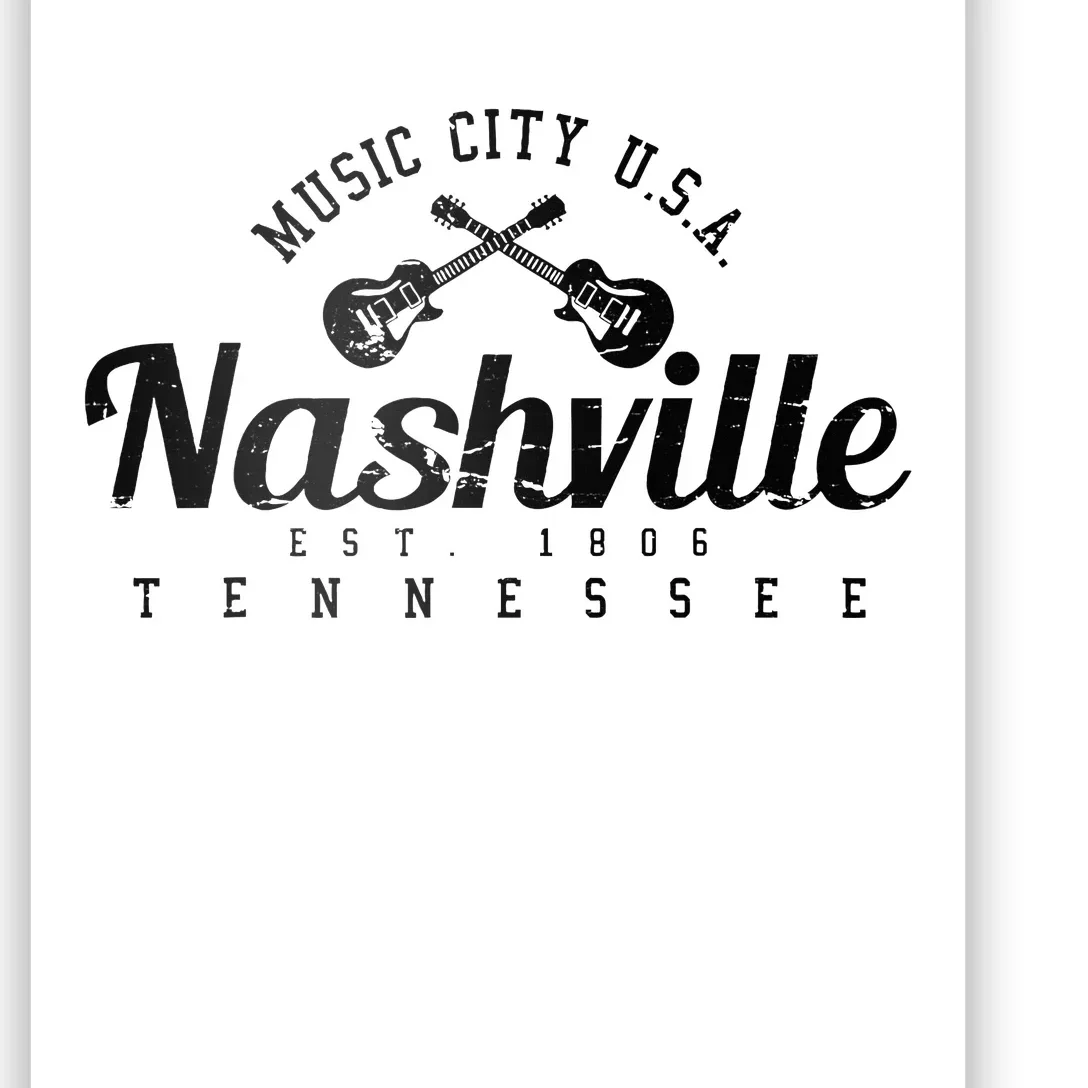 Nashville Guitar Tennessee Country Music City Gift Souvenir Poster