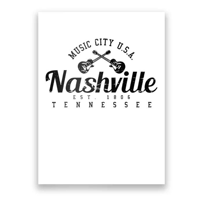 Nashville Guitar Tennessee Country Music City Gift Souvenir Poster