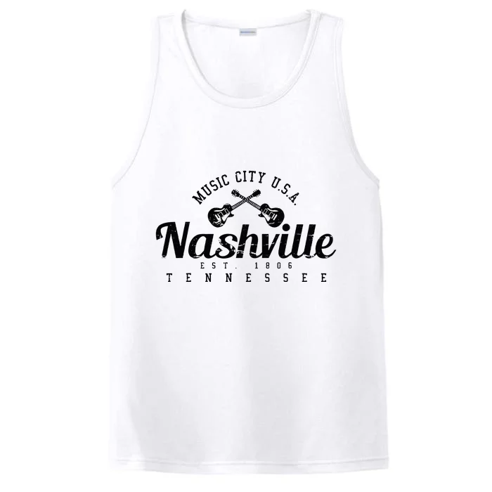 Nashville Guitar Tennessee Country Music City Gift Souvenir Performance Tank