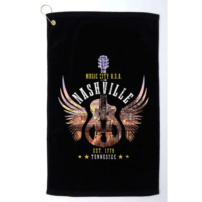 Nashville Guitar Tn Tennessee Country Music City Vintage Platinum Collection Golf Towel