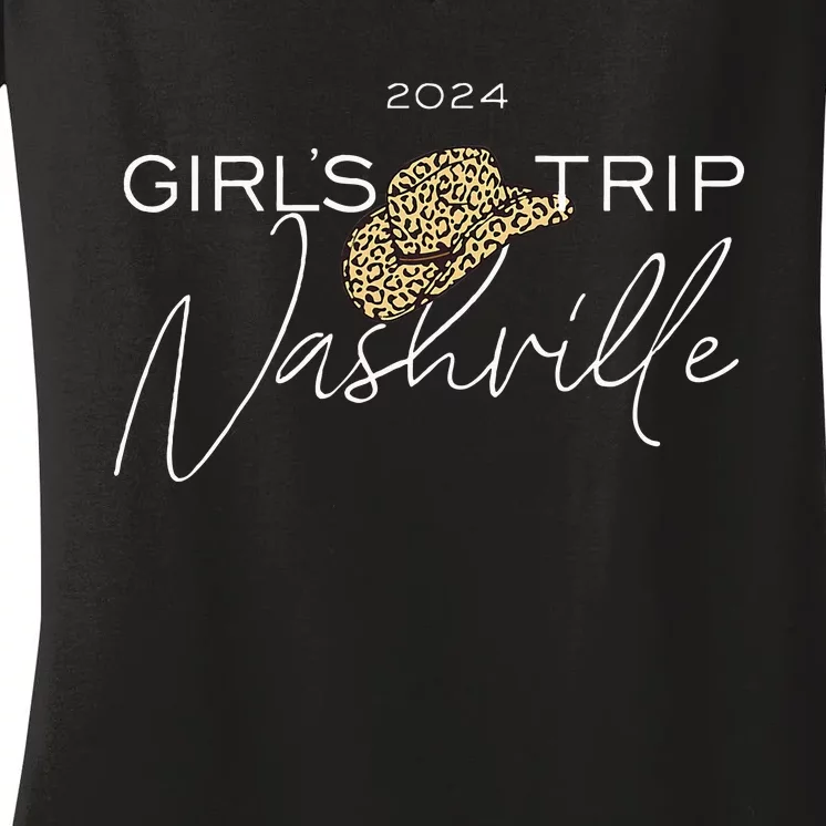 Nashville Girl Trip 2024 Nash Weekend Boots Booze Besties Women's V-Neck T-Shirt