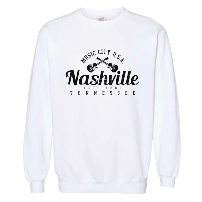 Nashville Guitar Tennessee Country Music City Gift Souvenir Garment-Dyed Sweatshirt