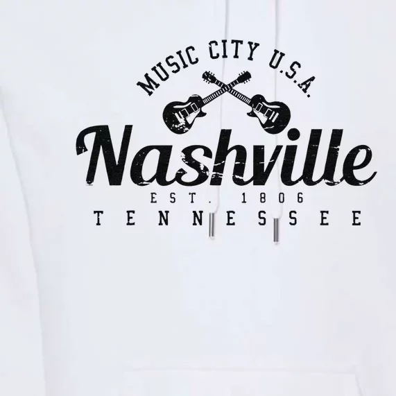 Nashville Guitar Tennessee Country Music City Gift Souvenir Premium Hoodie