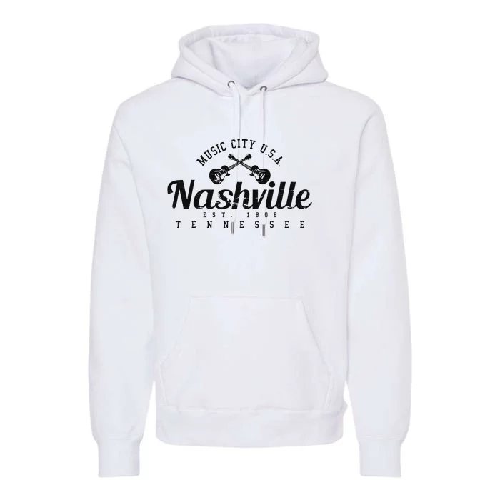 Nashville Guitar Tennessee Country Music City Gift Souvenir Premium Hoodie