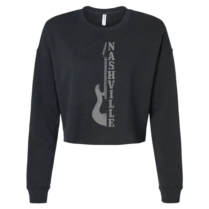 Nashville Guitar Tennessee Vintage Country Music City Cropped Pullover Crew