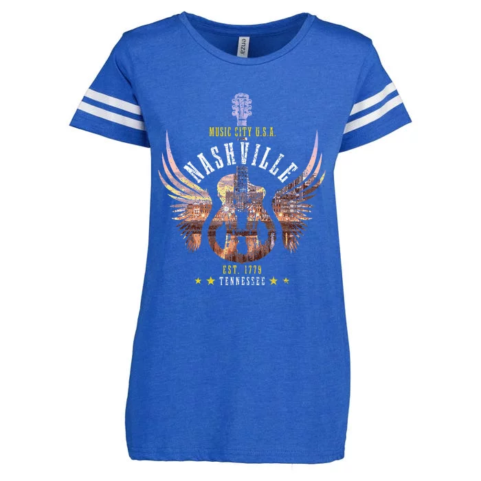 Nashville Guitar TN Tennessee Country Music City Vintage Enza Ladies Jersey Football T-Shirt