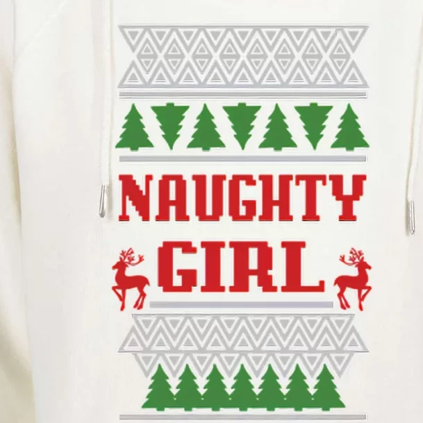 Naughty Girl Ugly Christmas Womens Funnel Neck Pullover Hood