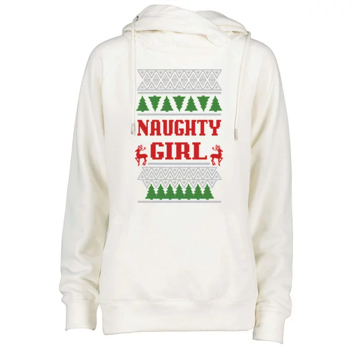 Naughty Girl Ugly Christmas Womens Funnel Neck Pullover Hood