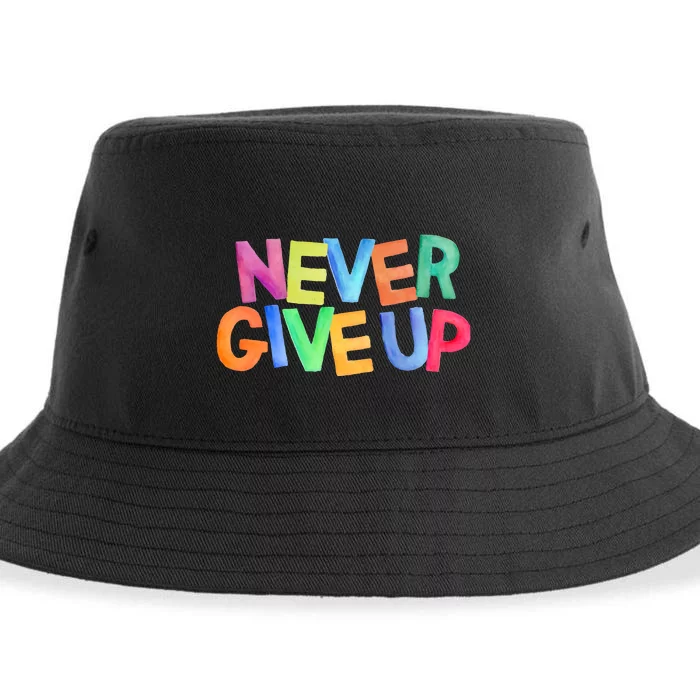 Never Give Up Motivational Colorful Quote Sustainable Bucket Hat