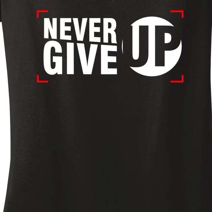 Never Give Up Women's V-Neck T-Shirt